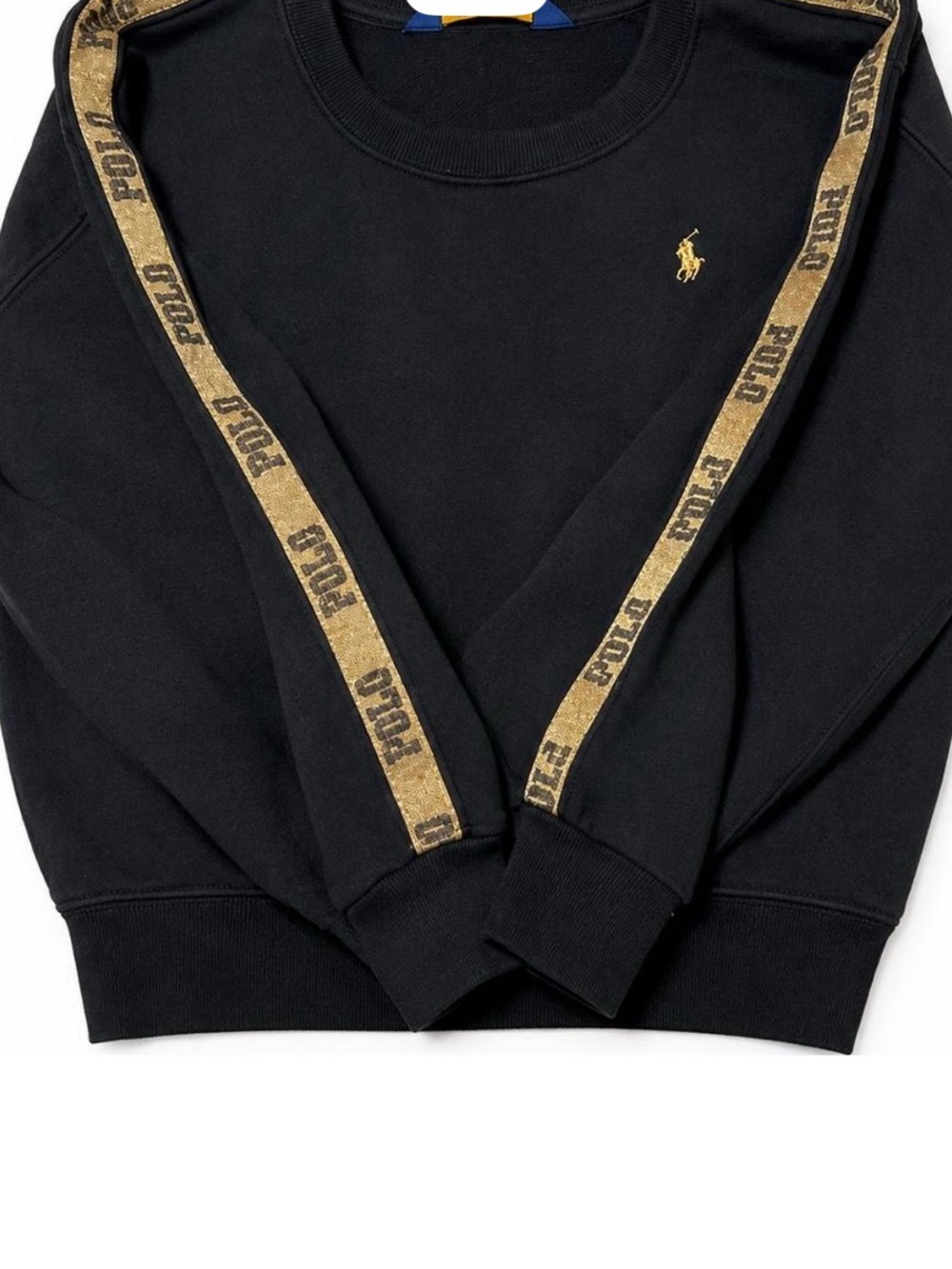 Kid’s Polo by Ralph Lauren Navy and Glitter Gold Logo Crewneck